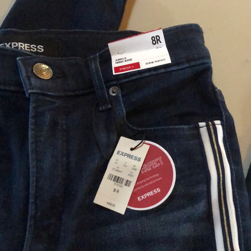Express Jeans Dark Blue with side stripes